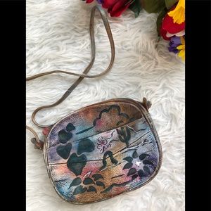 🌺UNIQUE a leather hand painted crossbody bag🌺